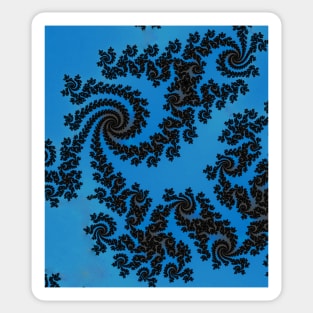 Black and blue floral pattern Sticker